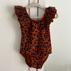 Cat & Jack (EUC) | ruffle animal print one piece swimsuit